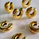 Stainless Steel C Shape Geometry Hollow Hoop Earrings Metalic Ear Bone Cartilage Earring Unisex Charms Jewelry Men Women Bijoux