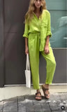 Purpdrank  Ladies Blouse Shirt Wide Leg Pant Suit Set Summer Female Women Long Sleeve Blouse Shirt Top Two-Piece Vacation Sport Outfits