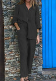 Purpdrank  Ladies Blouse Shirt Wide Leg Pant Suit Set Summer Female Women Long Sleeve Blouse Shirt Top Two-Piece Vacation Sport Outfits
