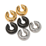 Stainless Steel C Shape Geometry Hollow Hoop Earrings Metalic Ear Bone Cartilage Earring Unisex Charms Jewelry Men Women Bijoux