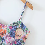 Purpdrank  Sexy Colored Floral Print Spaghetti Strap Low Waist Mini Dress Retro Pleated Hem Sling Robe With Shorts Underwear Vestidos