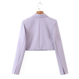 Purpdrank  Vintage Sexy Double-breasted Button Short Women Blazer High Waist Irregular Shorts Short Pants Long Sleeve Suits 2 Pieces Set