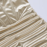 Purpdrank  New Fashion Woman Spring Summer Sexy Low Cut Pleated Slip Dress Lady Casual Clothes Nightclub Wrap Hip Mini Skirt Girl Gift Dr46