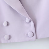 Purpdrank  Vintage Sexy Double-breasted Button Short Women Blazer High Waist Irregular Shorts Short Pants Long Sleeve Suits 2 Pieces Set