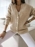 Purpdrank  V Neck Botton Long Sleeve Cardigan Women Knitted Black Autumn Winter Sweater Casual Loose Oversized Top Jumper