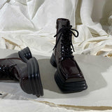 Purpdrank - Women Platform Boots PU Leather Boots Black Motorcycle Boots Female Warm Fur Autumn Winter Shoes Woman Ankle Boots