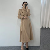 Autumn Pleated Long Sleeve Trench Dress Women Elegant Vintage Office Ladies Dresses 2024 Korean Casual Woman Dress Vestidos