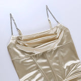 Purpdrank  New Fashion Woman Spring Summer Sexy Low Cut Pleated Slip Dress Lady Casual Clothes Nightclub Wrap Hip Mini Skirt Girl Gift Dr46