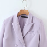Purpdrank  Vintage Sexy Double-breasted Button Short Women Blazer High Waist Irregular Shorts Short Pants Long Sleeve Suits 2 Pieces Set
