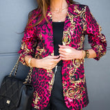 Purpdrank  Autumn Lady Elegant Blazer Coats Fashion Turn-Down Collar Women Outerwear Spring Casual Simple Long Sleeve Jackets print lattice