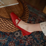Purpdrank  New Spring/Autumn Women Pumps Patent Leather Women Shoes Square Toe Chunky Heel Shoes Carving Buckle Strap Mary Janes Shoes
