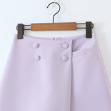 Purpdrank  Vintage Sexy Double-breasted Button Short Women Blazer High Waist Irregular Shorts Short Pants Long Sleeve Suits 2 Pieces Set