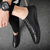 Purpdrank  Split Leather Men Casual Flats Vulcanized Shoes Classic Fashion Outdoor Man Walking Shoes Spring Summer Sneakers Tenis Masculino