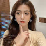 Korean Pink Drop Dangle Earrings for Women Girls Cute Fluffy Ball Bow Pom Earring Fall Winter  Kawaii Christmas Kids Jewelry