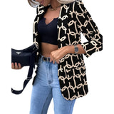 Purpdrank  Autumn Lady Elegant Blazer Coats Fashion Turn-Down Collar Women Outerwear Spring Casual Simple Long Sleeve Jackets print lattice