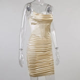 Purpdrank  New Fashion Woman Spring Summer Sexy Low Cut Pleated Slip Dress Lady Casual Clothes Nightclub Wrap Hip Mini Skirt Girl Gift Dr46