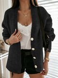 Purpdrank  V Neck Botton Long Sleeve Cardigan Women Knitted Black Autumn Winter Sweater Casual Loose Oversized Top Jumper