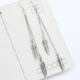 Women Long Tassel Dangle Earrings Leaf Feather Drop Brincos Bijoux Boucle D'oreille Jewelry Earring