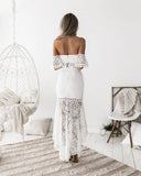 Purpdrank  Summer Sexy Lace Hollow Out Dress Suits Women Backless Crop Top Ruffles Long Pencil Skirts Two Piece Matching Sets Outfits