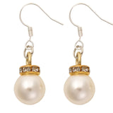 2024 Korean Trendy Elegant Shiny Round White Red Champagne Pearl Hoop Drop Earrings Circle Ball Bead Pendant Dangle Women's Gift