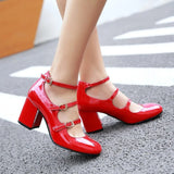 Purpdrank - Big Size 34-43 High Heels Women Dress Party Bridal Shoes Woman Platform Patent Leather Mary Janes Pumps Lady Shoes Brand