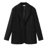 Purpdrank  Spring Autumn Free style one Button Oversized Blazer Boyfriend Vintage Women Mid Long Suit Loose Female Coat Black