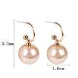 2024 Korean Trendy Elegant Shiny Round White Red Champagne Pearl Hoop Drop Earrings Circle Ball Bead Pendant Dangle Women's Gift