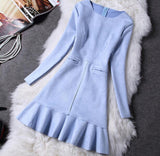 Purpdrank - New Winter Fashion Slim Women Suede Dress Long Sleeve Elegant Casual christmas dress party dresses vestidos