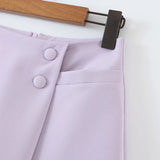 Purpdrank  Vintage Sexy Double-breasted Button Short Women Blazer High Waist Irregular Shorts Short Pants Long Sleeve Suits 2 Pieces Set