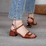 Purpdrank  New Summer Women's Sandals Genuine Leather Buckle Strap Women Shoes size 33-40 Solid Concise Ankle-Wrap Party Ladies Shoes