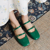 Purpdrank - Mary Jane Flats Vintage Square Toe Buckle Band Women Casual Loafers Flat Shoes Woman Ballerina Slip On Shallow Solid Moccasins