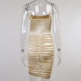 Purpdrank  New Fashion Woman Spring Summer Sexy Low Cut Pleated Slip Dress Lady Casual Clothes Nightclub Wrap Hip Mini Skirt Girl Gift Dr46