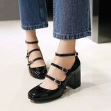 Purpdrank - Big Size 34-43 High Heels Women Dress Party Bridal Shoes Woman Platform Patent Leather Mary Janes Pumps Lady Shoes Brand