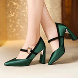 Purpdrank - Sexy Women Pumps Green Black Rome High Heel Shoes  Ladies Fashion Silk Pointed Toe Wedding Party Heels Woman Formal Shoes 41 42