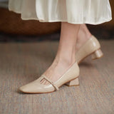 Purpdrank  New Spring/Autumn Women Pumps Patent Leather Women Shoes Square Toe Chunky Heel Shoes Carving Buckle Strap Mary Janes Shoes