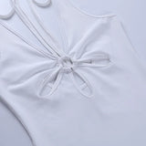 Purpdrank  Summer Backless Bodycon Dress Women Hollow Out 2025 Bandage Mini Sleeveless White Black Sexy Party Dresses Beach