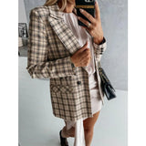 Purpdrank  Autumn New Suit Jacket Women Casual Fashion Double Breasted Suit Plaid Blazer Jacket Female Print Temperament Commuter Wear NEW