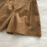 Purpdrank - Breathable Cotton Linen Shorts Japanese Retro High Waist Wide Leg Bermuda Shorts Suit Casual Summer Woman Loose