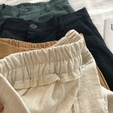Purpdrank - Breathable Cotton Linen Shorts Japanese Retro High Waist Wide Leg Bermuda Shorts Suit Casual Summer Woman Loose