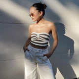 Purpdrank  Strapless Knitted Tube Crop Top Vest Women Hollow Out Sleeveless Summer Backless Tank Vintage Fashion Y2K Clothing