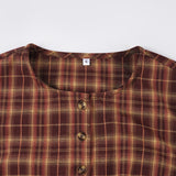 Purpdrank  Sweet Style Red Plaid Shirt Dress A-line Button Up Long Sleeve Pleated Mini Dresses Women' S Clothes Fall