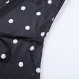 Purpdrank  Women's Sexy Polka Dot Satin Slip Mini Dress Spaghetti Strap Lace Trim Bodycon Cami Dress