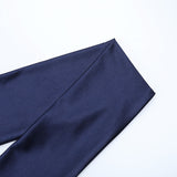 Purpdrank  Elegant Satin Scarf Spaghetti Strap Maxi Dresses For Women Sexy Slit Party Evening Dress Navy Blue Gowns