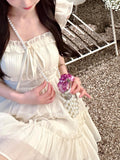 Purpdrank  French style Sweet Flying Sleeve Dresses Women Summer Advanced sense Temperament Fairy dress Waist Thin Petite Short Skirt