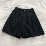 Purpdrank - Breathable Cotton Linen Shorts Japanese Retro High Waist Wide Leg Bermuda Shorts Suit Casual Summer Woman Loose
