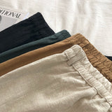 Purpdrank - Breathable Cotton Linen Shorts Japanese Retro High Waist Wide Leg Bermuda Shorts Suit Casual Summer Woman Loose