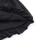 Purpdrank  Women's Sweetheart Dress, versatile summer fashion, soft, solid color, stretchable pleats, square neck, fluffy short skirt