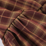 Purpdrank  Sweet Style Red Plaid Shirt Dress A-line Button Up Long Sleeve Pleated Mini Dresses Women' S Clothes Fall