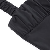 Purpdrank  Women's Sweetheart Dress, versatile summer fashion, soft, solid color, stretchable pleats, square neck, fluffy short skirt