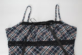 Purpdrank  French style Summer New style Women's Short skirt Sweet Fresh Plaid Suspenders Sexy Lace Mesh Patchwork A-line Dresses